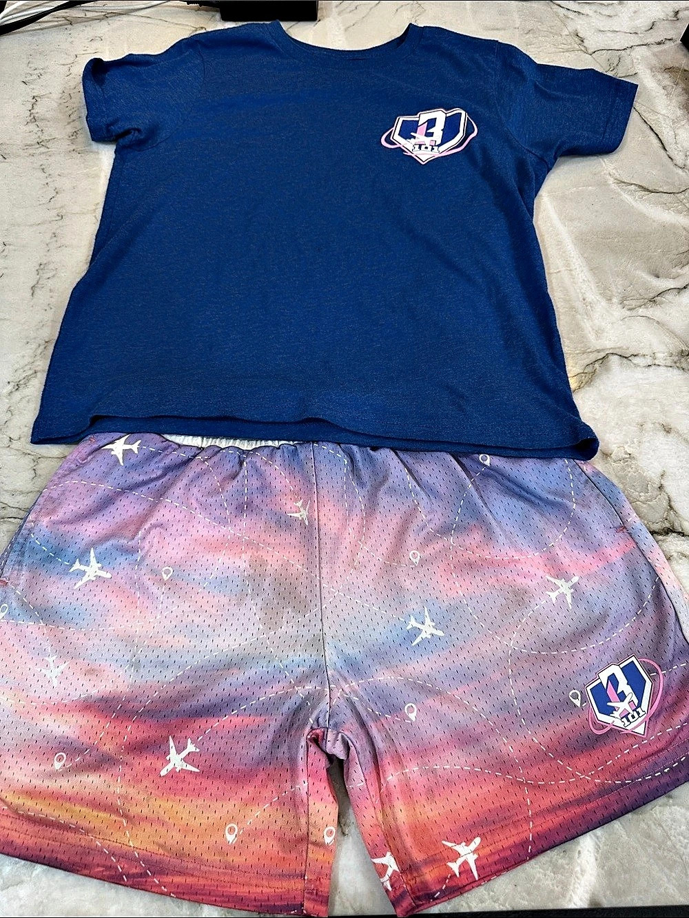 Baseball Lifestyle 101 Apparel Dream Chasing Kids Matching Set in Blue & Pink YL